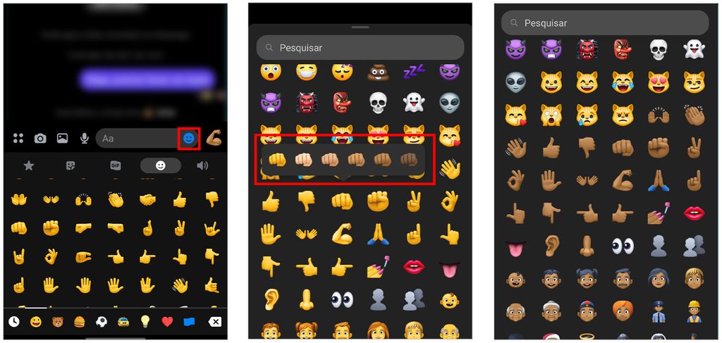 Confira como mudar o tom de pele dos emojis no Messenger (Captura de tela: André Magalhães)