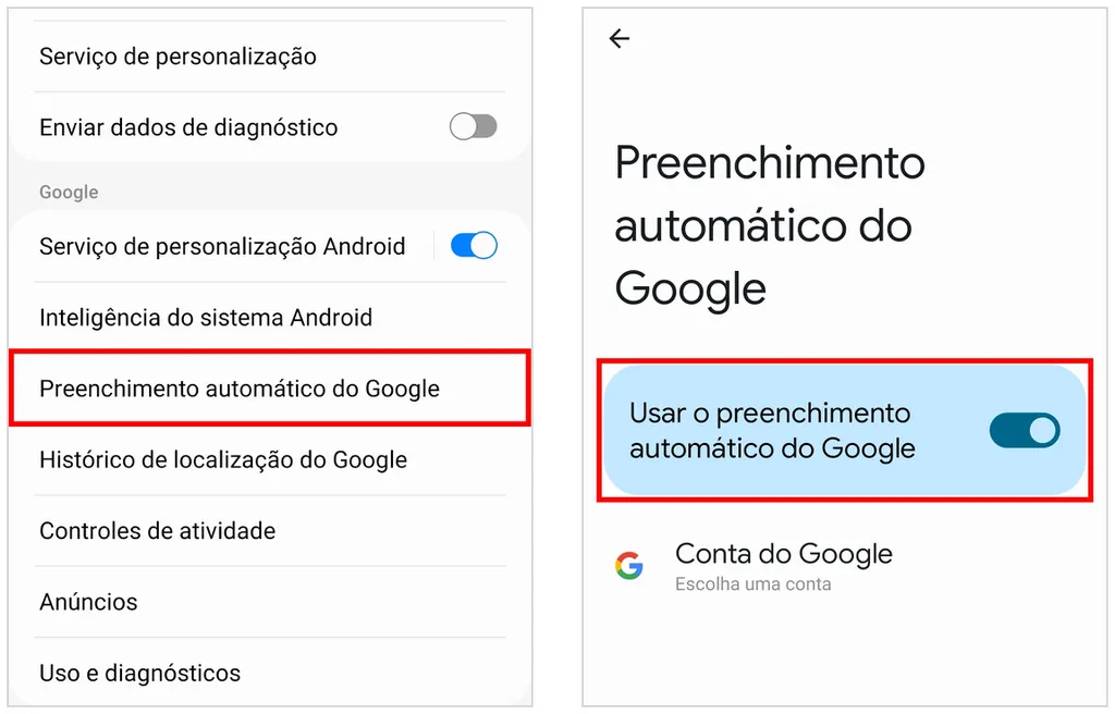Como ativar o preenchimento automático no Android (Captura de tela: Caio Carvalho)