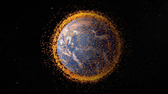 O teste da Rússia resultou em mais de 1.500 fragmentos, que se juntam a outros milhares de detritos em órbita (Imagem: Reprodução/NASA's Goddard Space Flight Center/JSC)