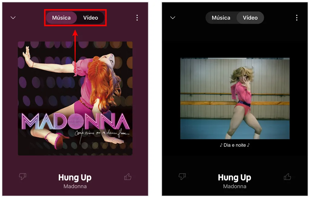 YouTube Music permite alternar entre a música e o clipe oficial da faixa (Captura de tela: Caio Carvalho)