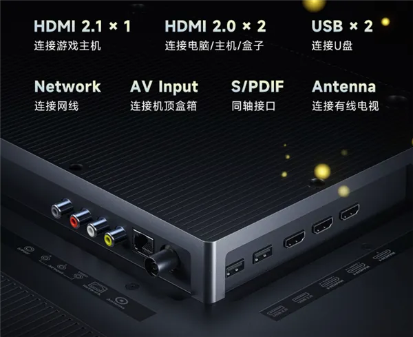 Opções de conectividade incluem porta HDMI 2.1 (Imagem: Divulgação/Xiaomi)