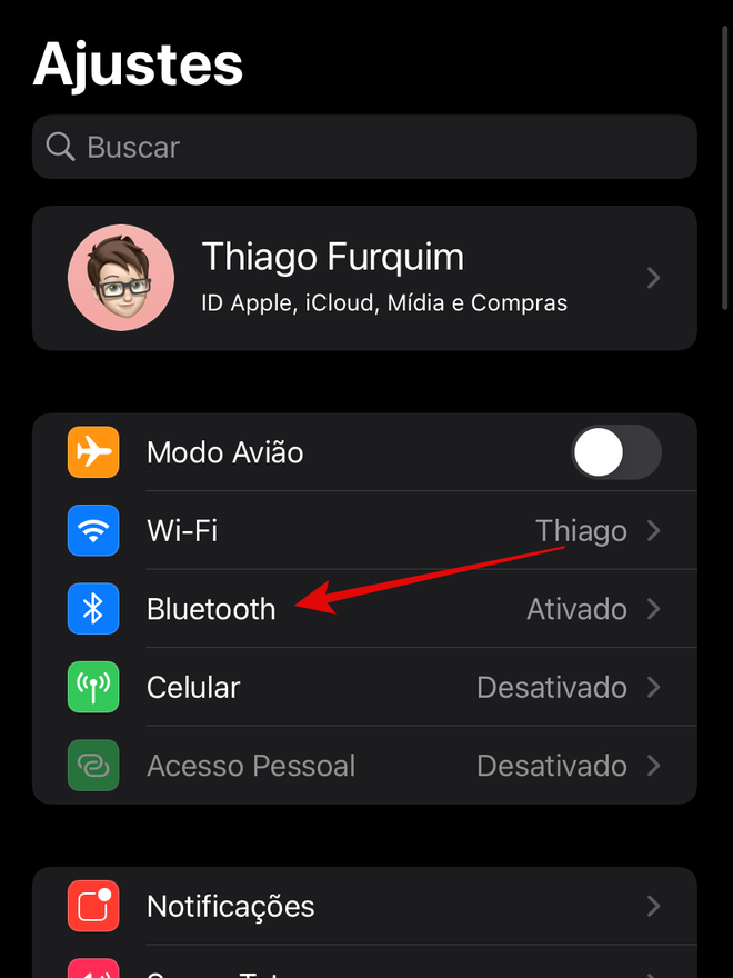 Entre nas configurações de Bluetooth do iPhone ou iPad - Captura de tela: Thiago Furquim (Canaltech)