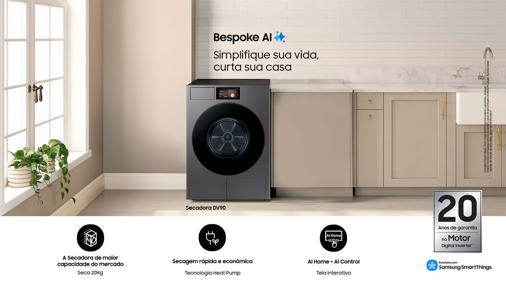 Samsung Bespoke AI Laundry DV90F Inox 20kg