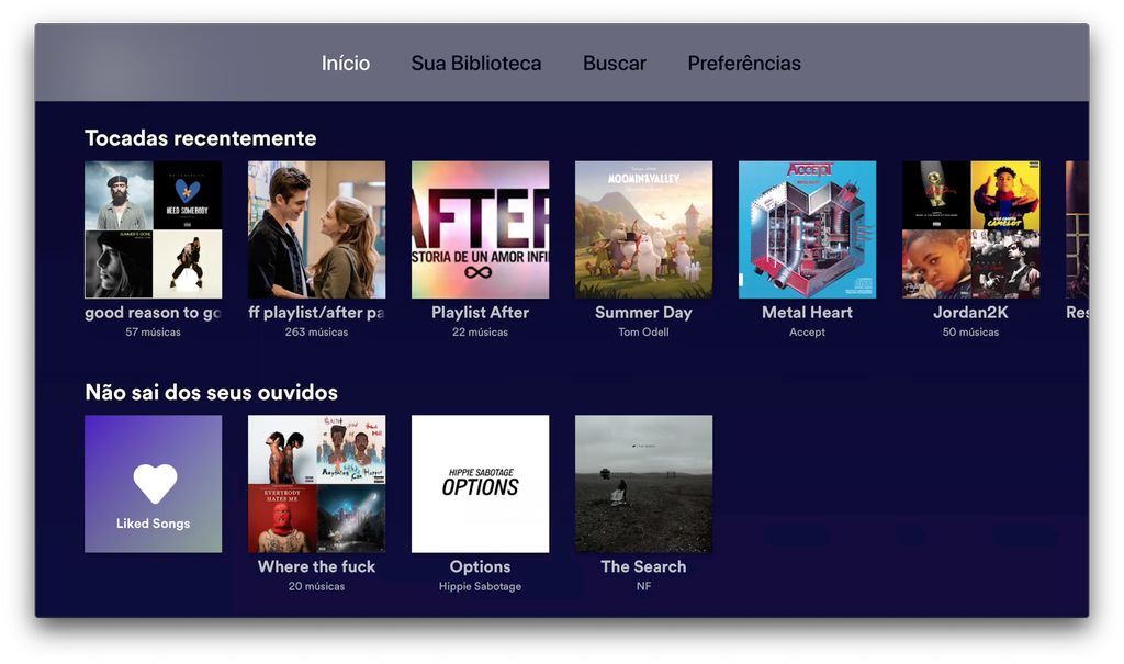 Pronto! Spotify configurado em sua Apple TV / Captura de tela: Bruno Salutes
