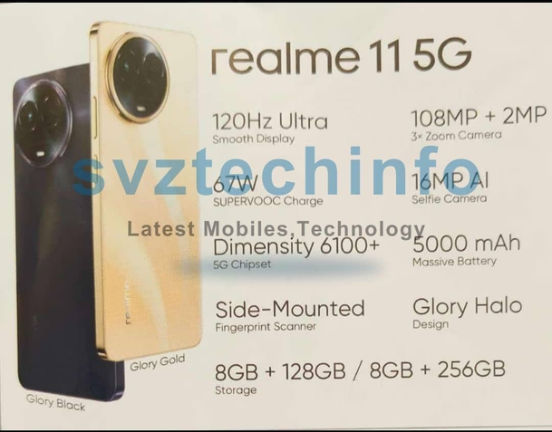 Realme 11 5G chegará à Índia com câmera de 108 MP