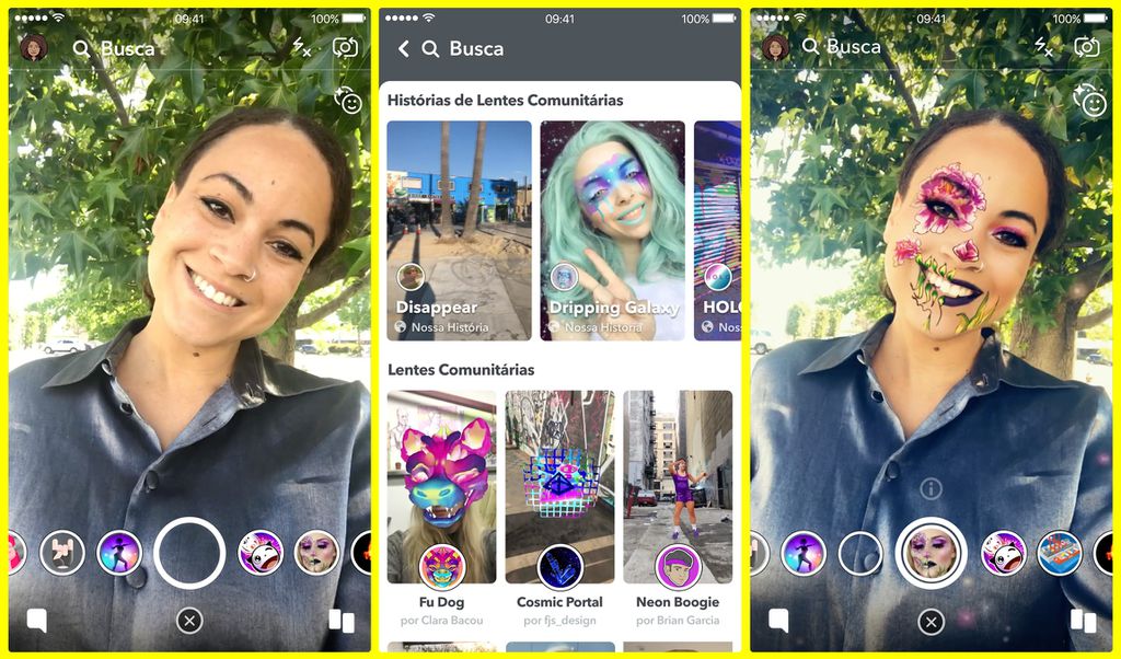 Usuários do Snapchat agora podem usar mais de 100 mil lentes do Lens Explorer