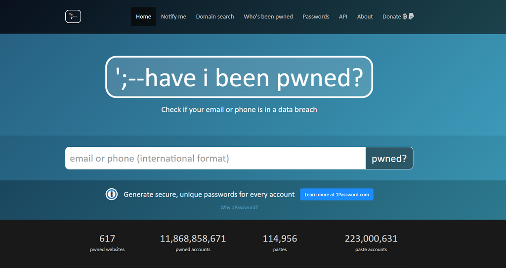 Use o Have I Been Pwned para verificar se os seus dados vazaram (Imagem: Captura de tela/Rodrigo Folter/Canaltech)