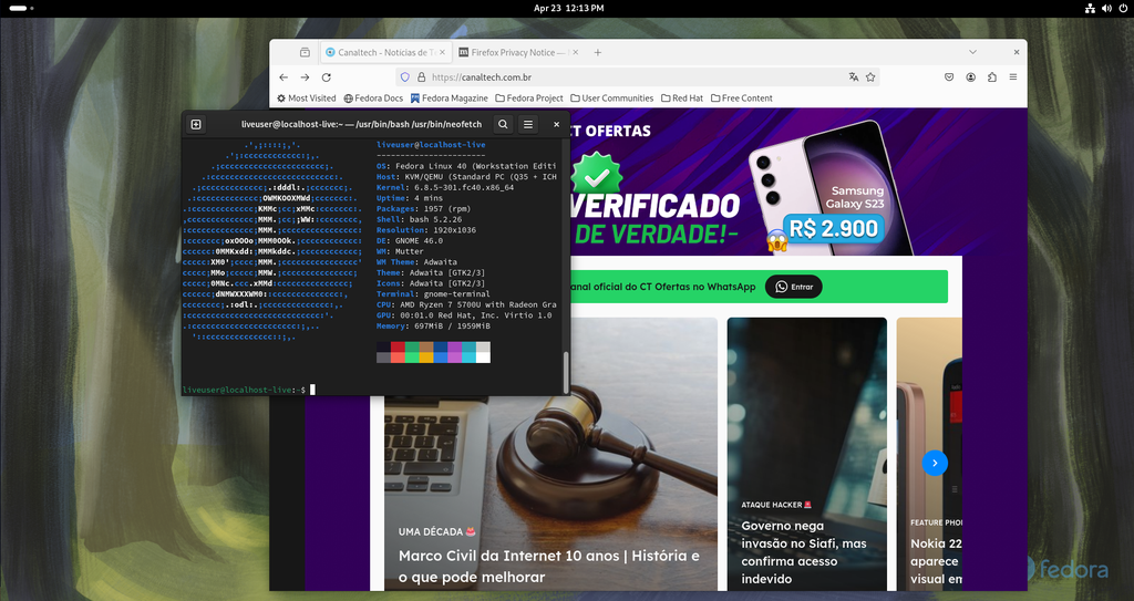 Fedora utiliza GNOME, assim como o Ubuntu (Imagem: Douglas Ciriaco/Canaltech)