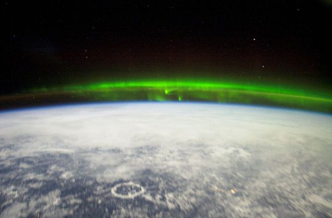 Aurora boreal vista da Estação Espacial Internacional (Foto: NASA)