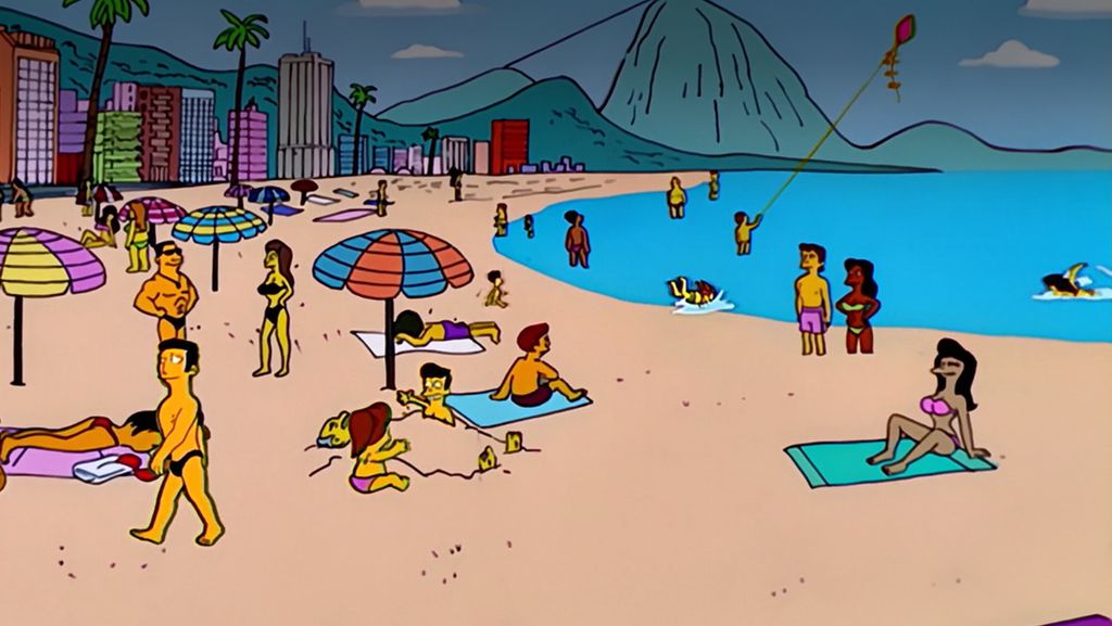 Os Simpsons conhecem a praia de Copacabana (Imagem: Reprodução/Fox)