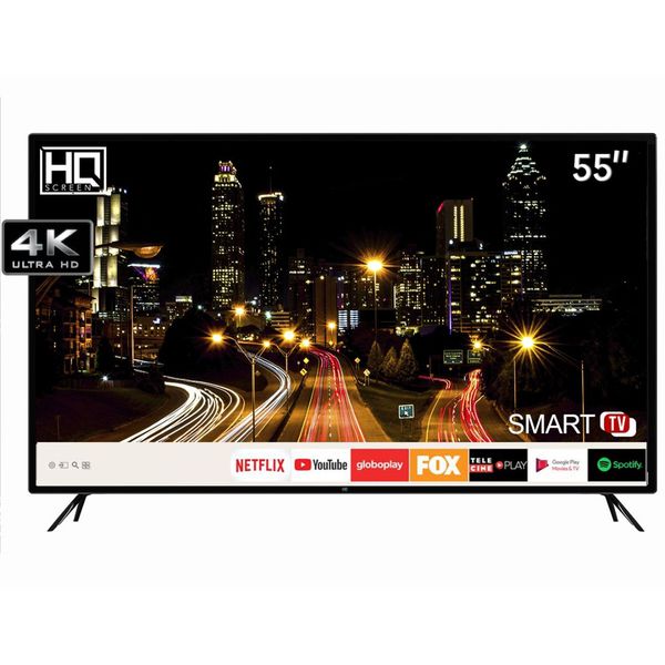 Smart TV LED 55" HQ HQSTV55NY Ultra HD 4K Netflix Youtube 3 HDMI 2 USB Wi-Fi [CUPOM]