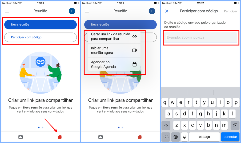 É possível usar o Google Meet dentro do app do Gmail (Imagem: Captura de tela/Fabrício Calixto/Canaltech)