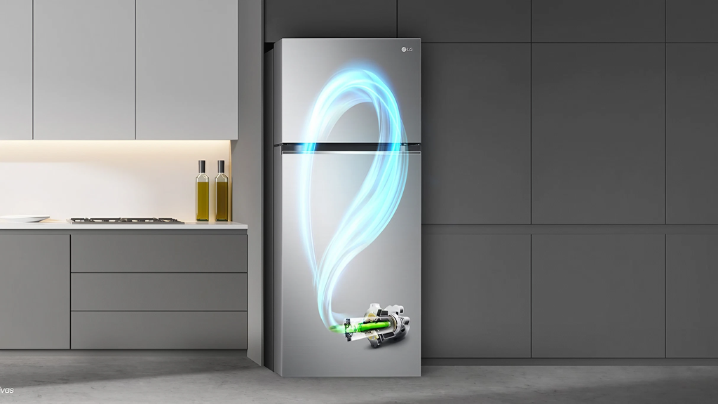 Com design elegante e compressor inverter inteligente, a LG Top Freezer de 395 litros promete alta economia e espaço de sobra para os seus alimentos (Imagem: Reprodução/LG)