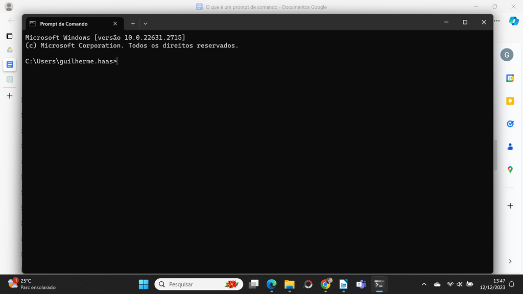 Janela do programa “Prompt de comando” no sistema Windows (Imagem: Captura de tela/Guilherme Haas/Canaltech)