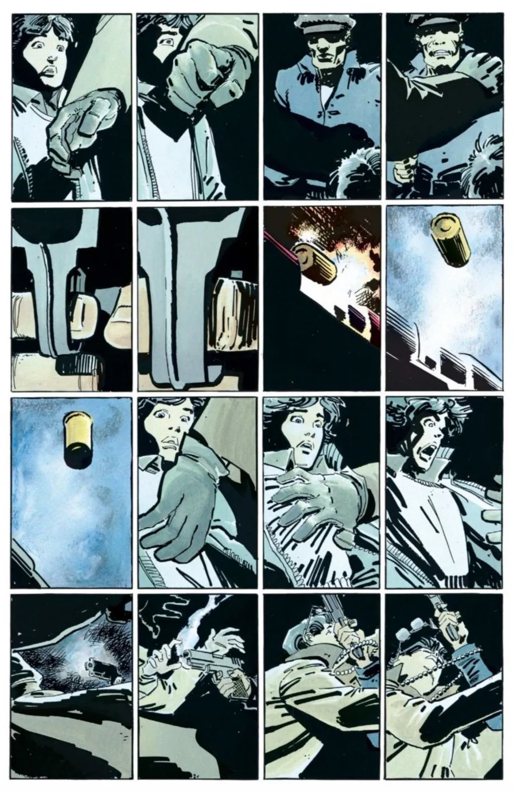 Frank Miller declara abertamente sua inspiração da página silenciosa de Krigstein em várias sequências de Batman: O Cavaleiro das Trevas (Imagem: Reprodução/DC Comics)