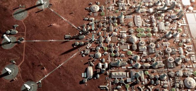 Conceito de cidade em Marte (Imagem: SpaceX)