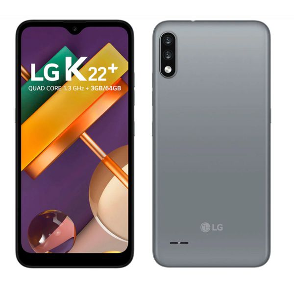 Smartphone LG K22+ Titan, com Tela de 6,2", 4G, 64GB e Câmera Dupla de 13MP + 2MP - LMK200BAW