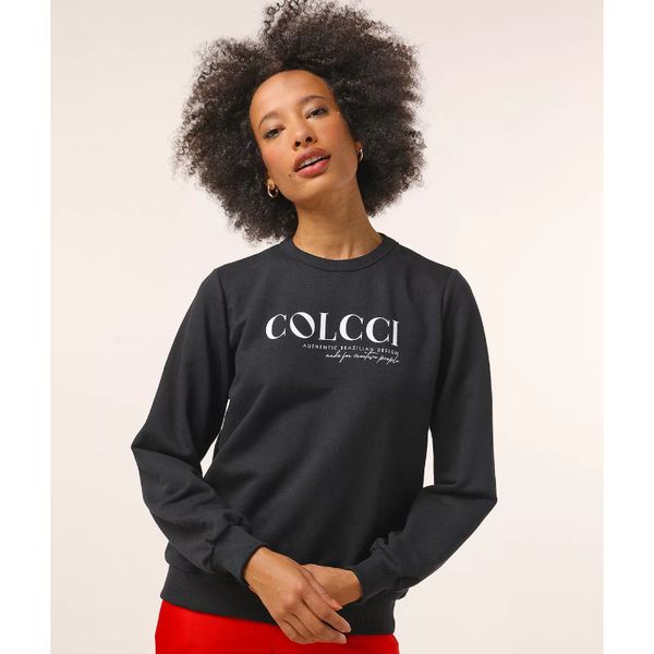 Blusa de Moletom Fechada Colcci Logo Preta [Tam P, M]