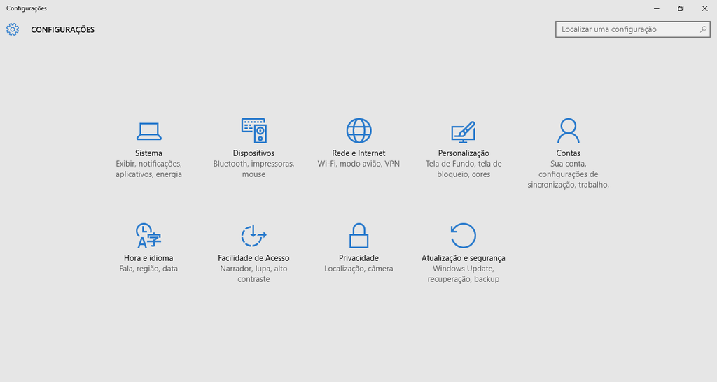 Configurações Windows 10 Configurações Windows 10
