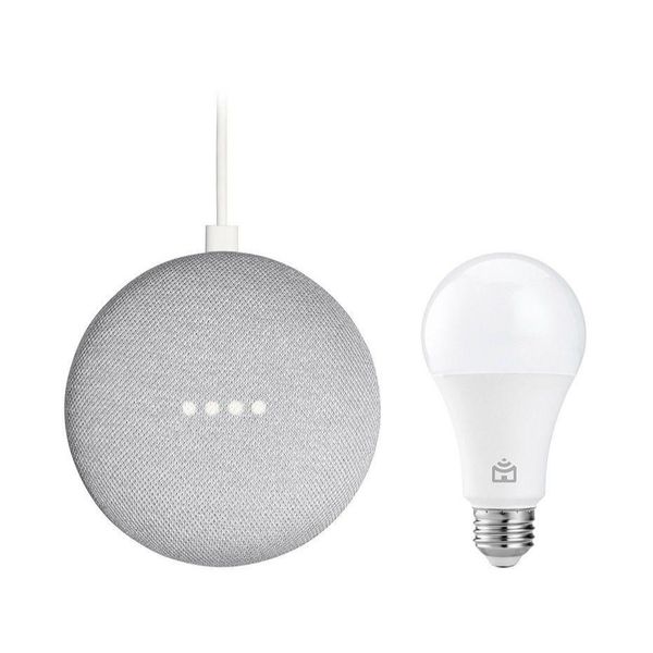 Nest Mini 2ª geração Smart Speaker com Google - Assistente Cor Giz + Lâmpada Inteligente Positivo