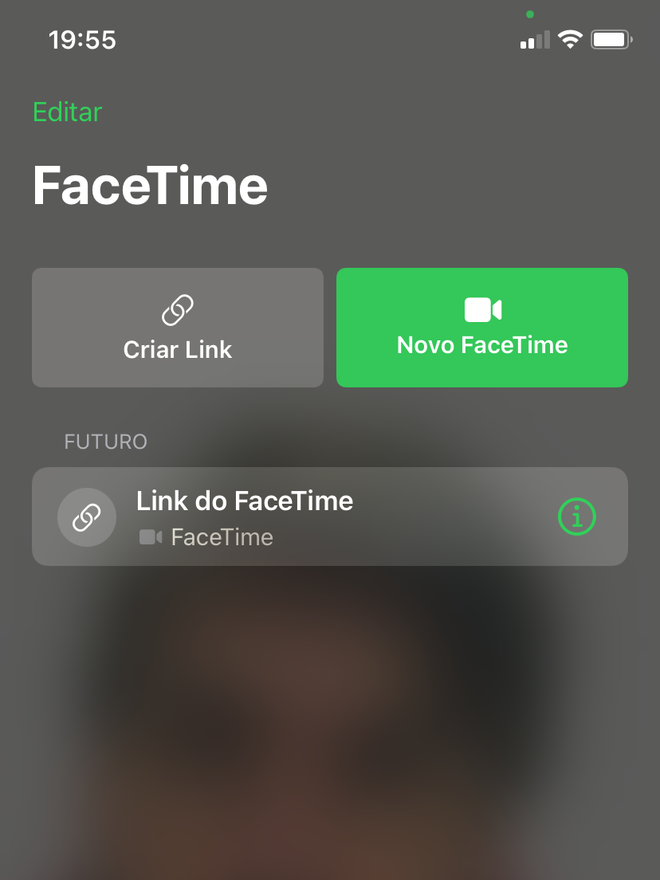 Agora é possível compartilhar um link para facilitar reuniões no FaceTime - Captura de tela: Thiago Furquim (Canaltech)