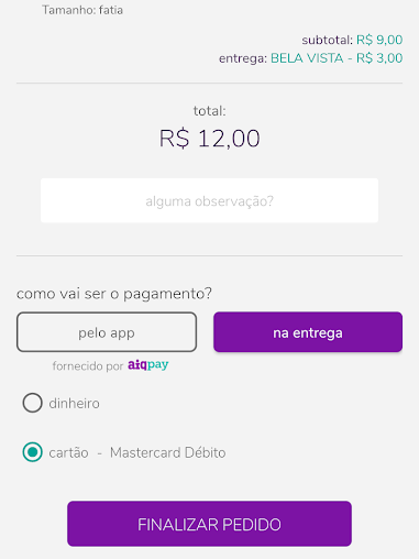 Selecione a forma de pagamento e faça o pedido (Imagem: André Magalhães/Captura de tela)