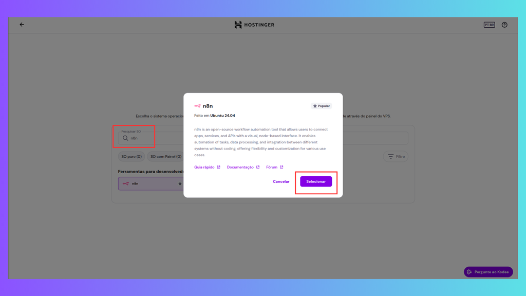 Como hospedar o n8n na Hostinger (Imagem: Captura de tela/Canaltech)