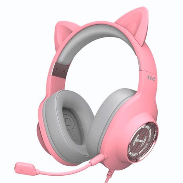 Headset Gamer Edifier G2II Pink Cat, RGB, 7.1 Virtual Som Surround, Drivers 50mm, Rosa - G2II [BOLETO OU PIX]