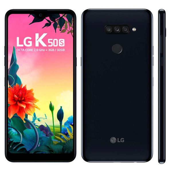Smartphone LG K50S Preto 32GB, Tela 6,5" Narrow Notch HD+ FullVision, Inteligência Artificial, Câmera Tripla, Selfie de 13MP e Processador Octa-Core [À VISTA]