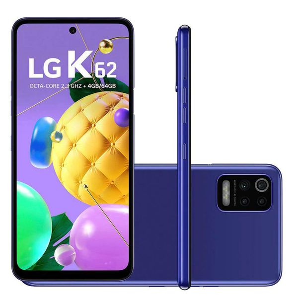 Smartphone LG K62 64GB Dual Chip Tela 6.59" Câmera Quádrupla 48MP+5MP+2MP+2MP Frontal 13MP Azul [Á VISTA]