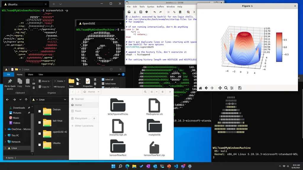 O WSL permite executar programas projetados para Linux direto no Windows, inclusive com interface gráfica (Imagem: Reprodução/Microsoft)
