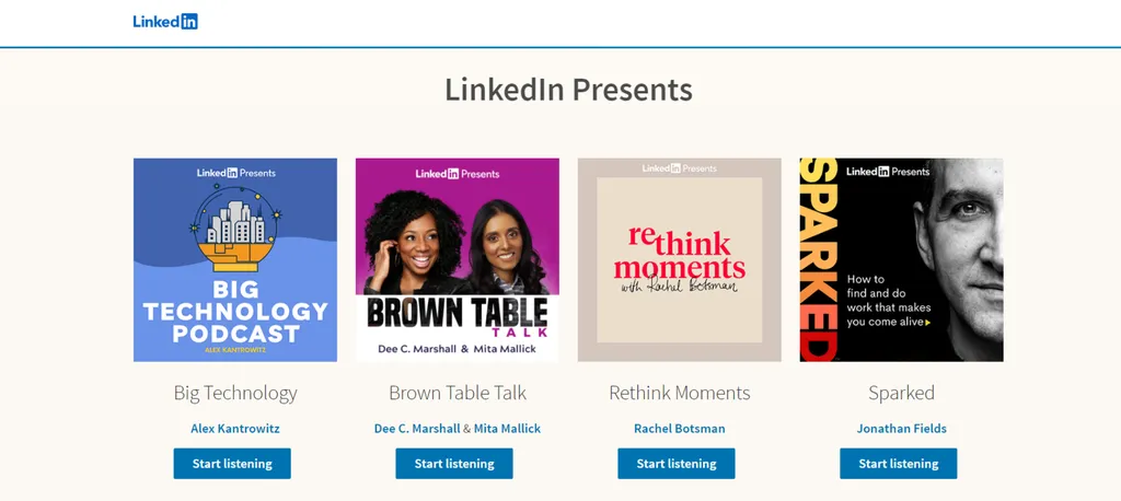 LinkedIn agora tem sua própria plataforma de podcasts (Imagem: Captura de tela/Munique Shih)
