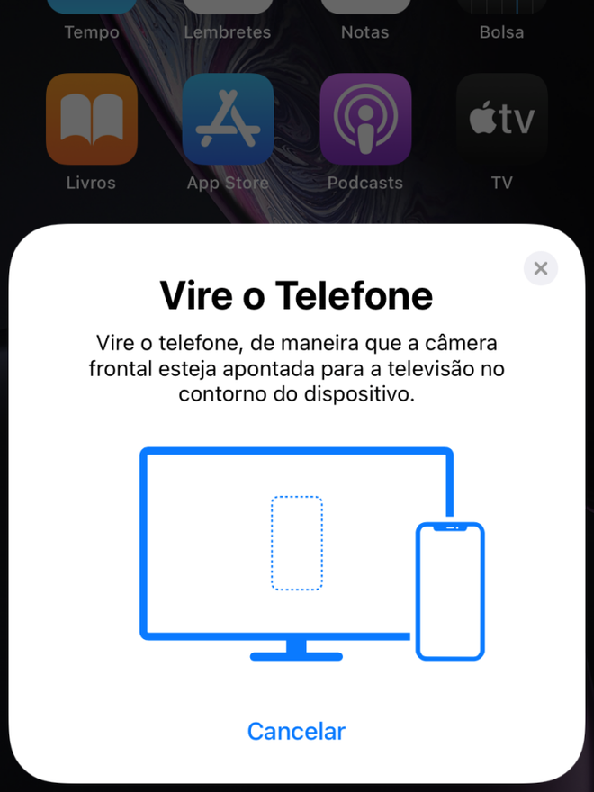 Aponte a tela do iPhone para o contorno indicado na televisão - Captura de tela: Thiago Furquim (Canaltech)