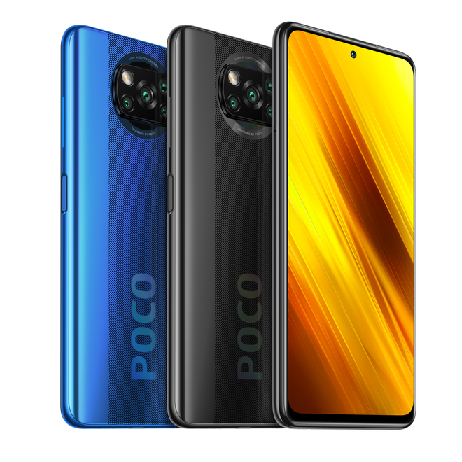 POCO X3 NFC nas cores Cobalt Blue e Shadow Gray (Imagem: Divulgação/Xiaomi)