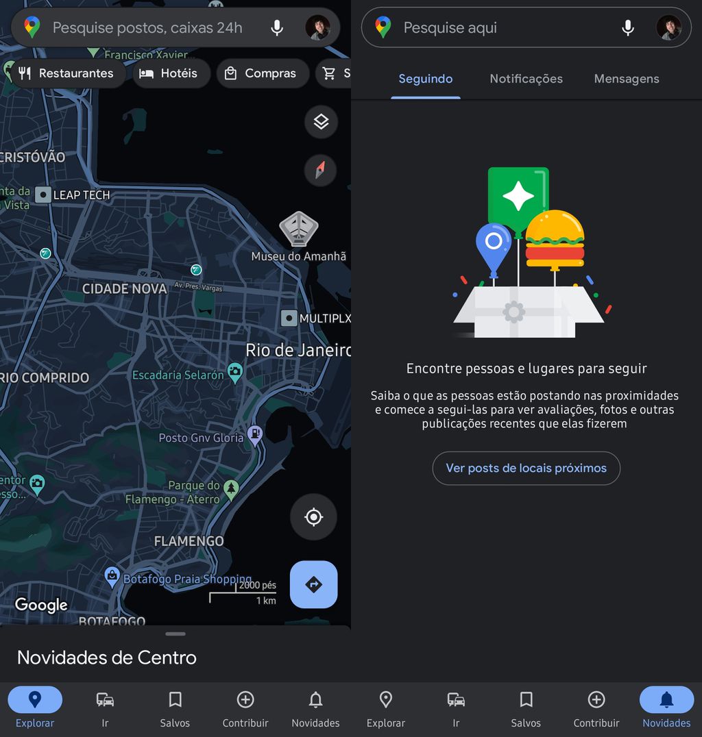 Material You do Google Maps deixa o aplicativo bem parecido com Fotos e Drive (Captura: Igor Almenara/Canaltech)