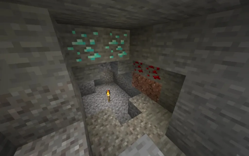 Como achar diamante no Minecraft; procure entre os níveis 5 e 12 das cavernas do mundo (Imagem: Mojang Studios/Reprodução)