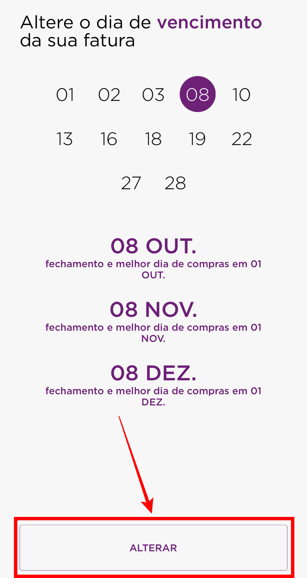 Como alterar o vencimento do cartão de crédito Nubank? - Cartão de crédito  - NuCommunity