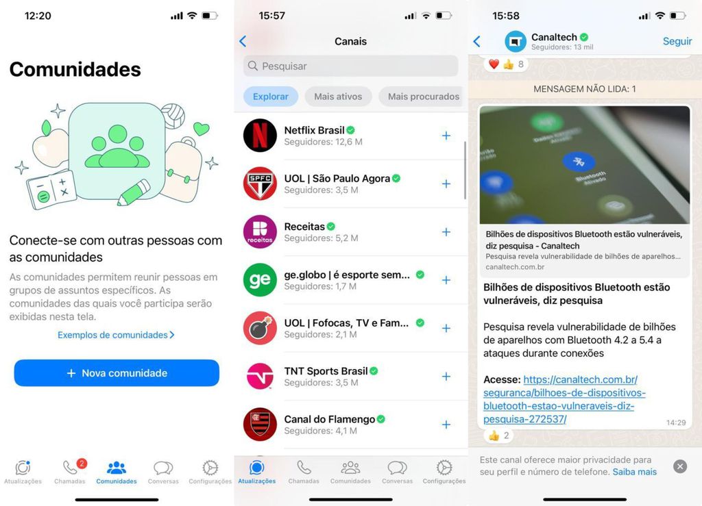 Comunidades e canais fizeram a diferença no WhatsApp (Imagem: Captura de tela/André Magalhães/Canaltech)