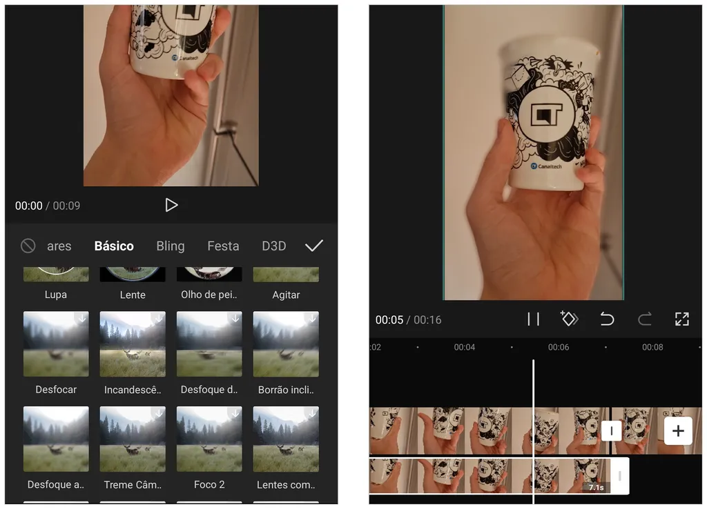 CapCut é alternativa para desfocar fundo de vídeo (Captura de tela: André Magalhães)