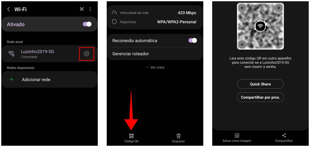 Gere um código QR da sua rede Wi-Fi através do dispositivo Android (Captura de tela: Canaltech/André Magalhães)