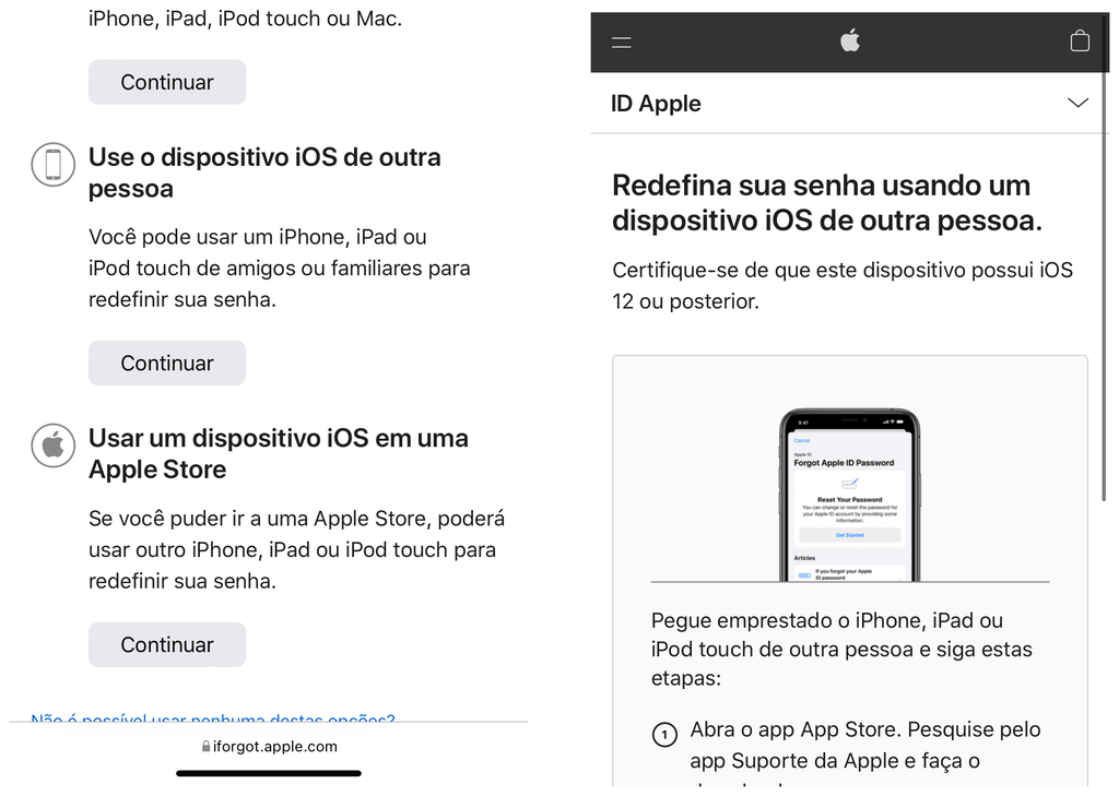 Utilize o dispositivo Apple de outra pessoa para desbloquear o seu ID Apple (Captura de tela: Thiago Furquim)