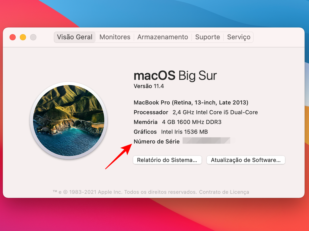 Descubra o número de série do Mac pelas informações do sistema - Captura de tela: Thiago Furquim (Canaltech)