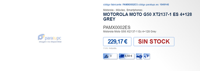 Página do Motorola Moto G50 em varejista espanhola (Imagem: Reprodução/ParatuPc.es)