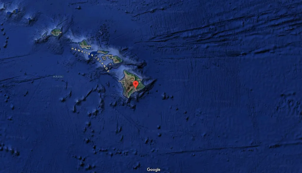 O Havaí está localizado no Círculo de Fogo do Pacífico, uma das maiores fontes de atividade vulcânica do mundo (Imagem: Captura de Tela/Google Maps)