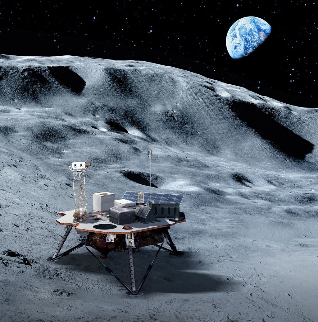 Conceito de módulo lunar que carregará consigo os experimentos selecionados (Imagem: NASA)