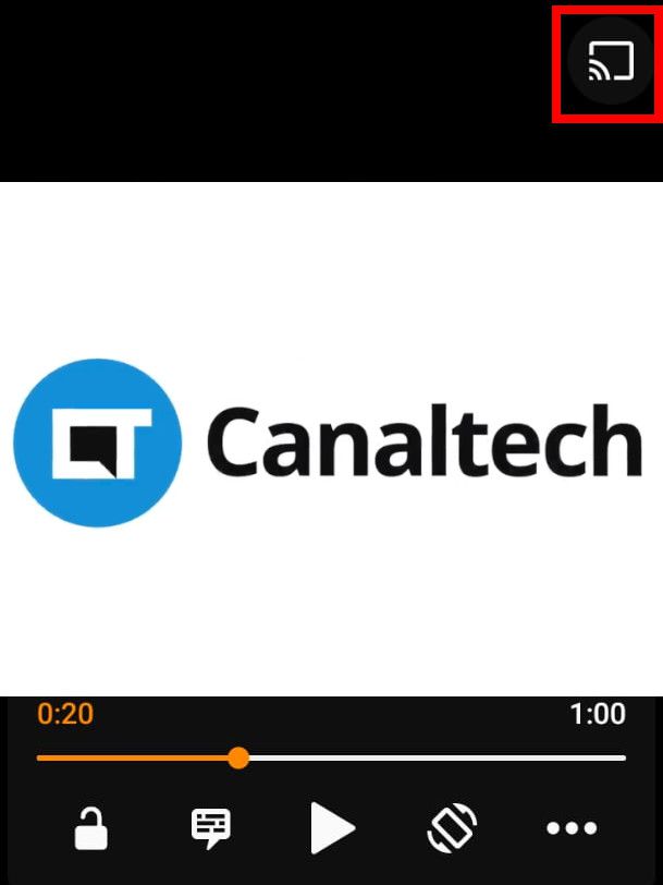 Abra um vídeo do seu celular no VLC e clique no ícone do "Chromecast" no canto superior (Captura de tela: Matheus Bigogno)