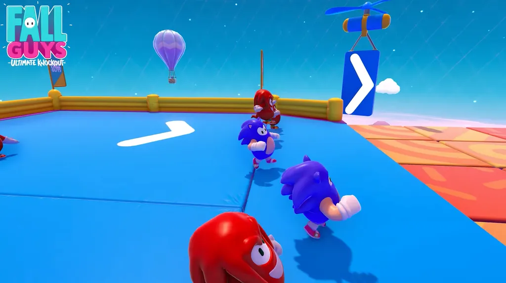 As skins de Sonic e Knuckles, lançadas anteriormente, voltarão a Fall Guys. Tails também ganhará um visual no jogo. (Imagem: Reprodução/SEGA)