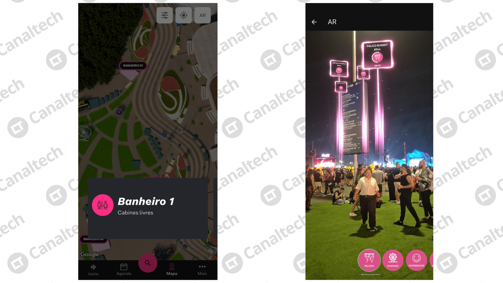 App do Rock in Rio tem mapa com indicador de lotação de banheiros e visão em AR (Imagem: Captura de tela/Bruno De Blasi/Canaltech)
