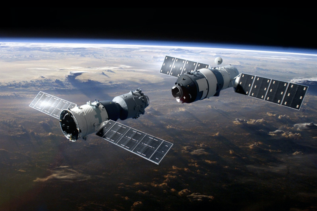 Conceito da Shenzhou 9 se conectando à Tiangong 1