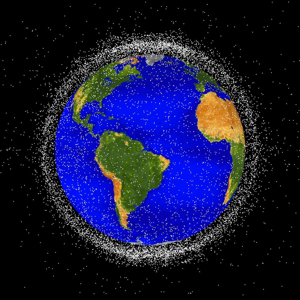 A nova estratégia da NASA vai ser direcionada ao lixo espacial na órbita baixa, onde há mais detritos; a imagem mostra os objetos já em 